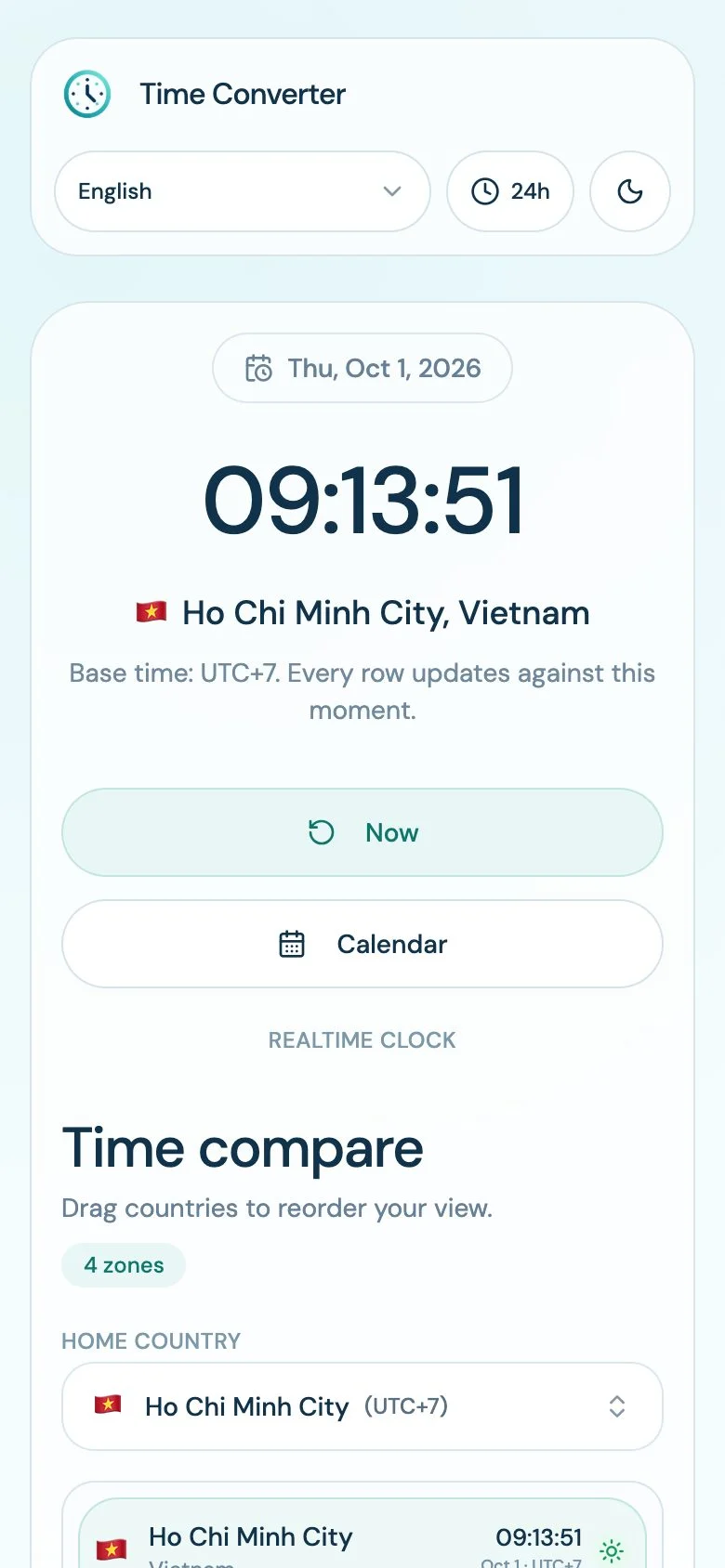 World clock planning
